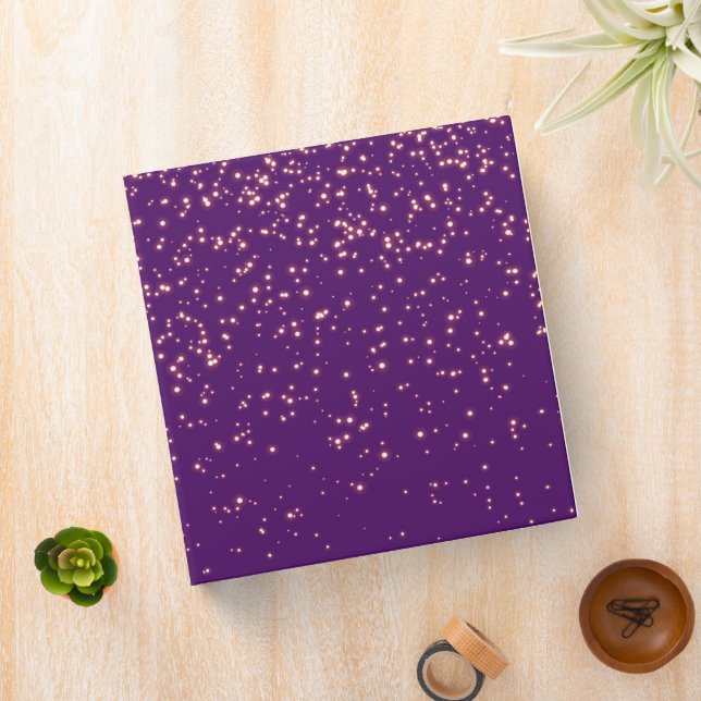 Personalized Minimalist Purple Dusk Glitter  3 Ring Binder (In Situ)