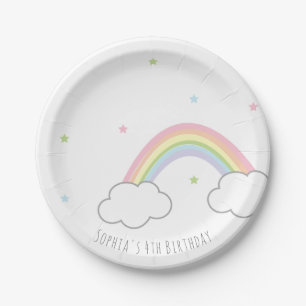 Personalized Minimalist Rainbow Birthday Paper Plates