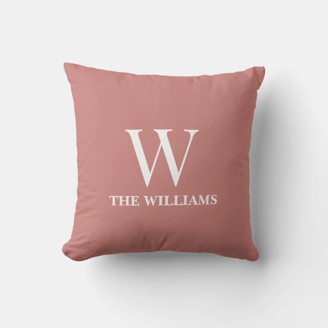 Personalized Minimalist Raspberry Ripple Color Throw Pillow (Front)