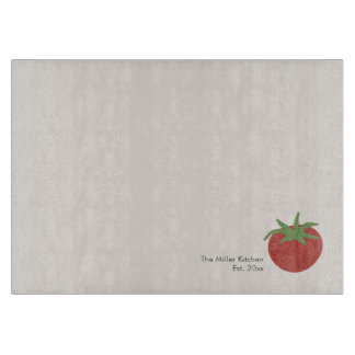 Personalized Minimalist Red Tomato Family Kitchen Cutting Board