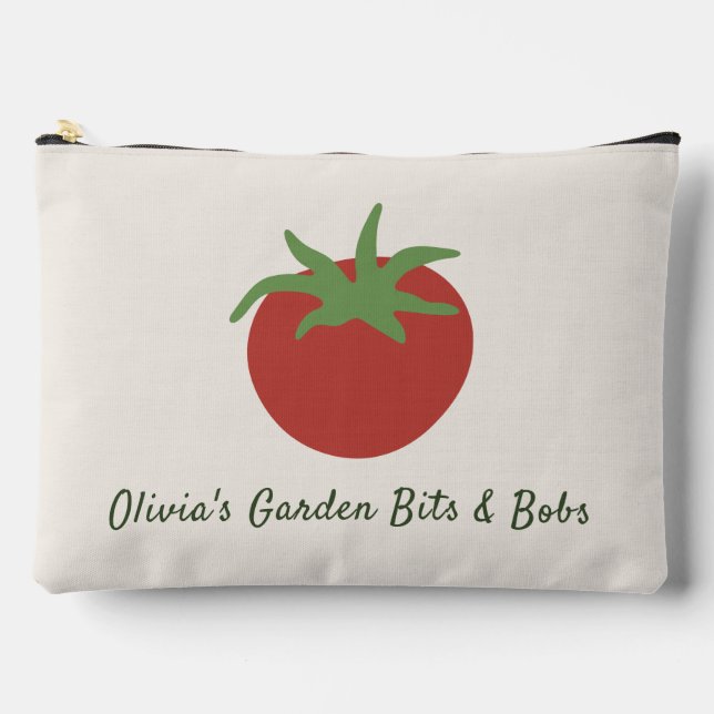 Personalized Minimalist Red Tomato Garden Accessory Pouch (Front)