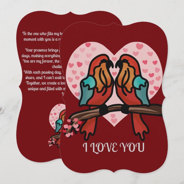 Personalized Minimalist Romantic Birds | Love Holiday Card (Front/Back)