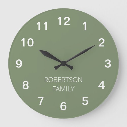 Personalized Minimalist Sage Green Wall Clock