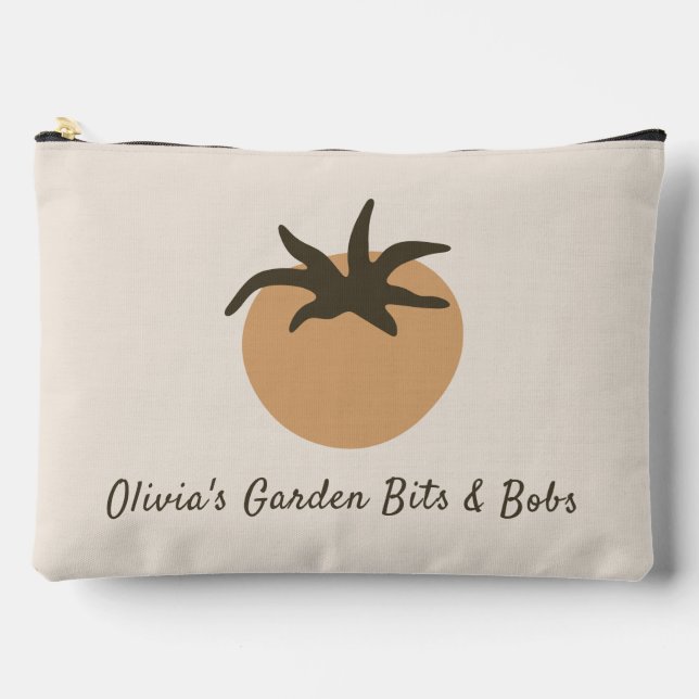 Personalized Minimalist Sandy Tomato Garden Accessory Pouch (Front)