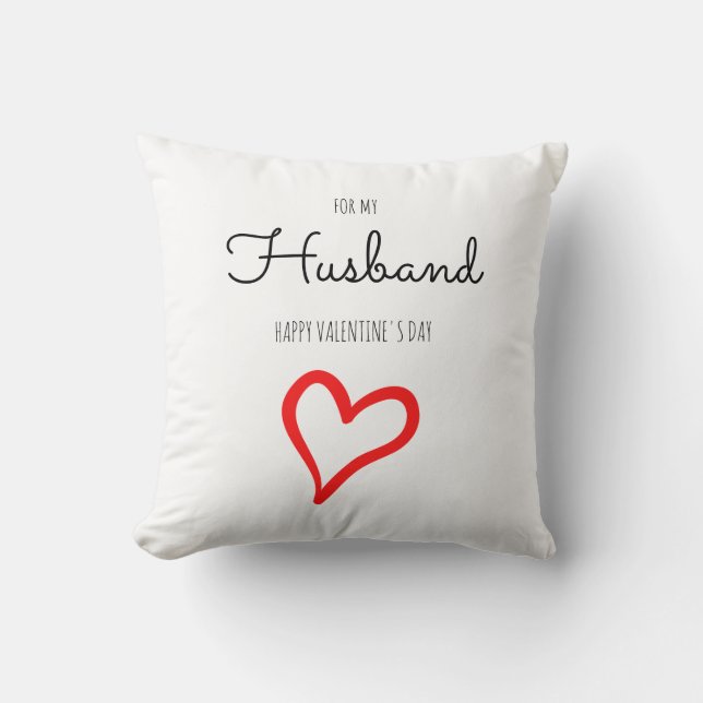 Personalized Minimalist Script Heart Valentine Day Throw Pillow (Front)