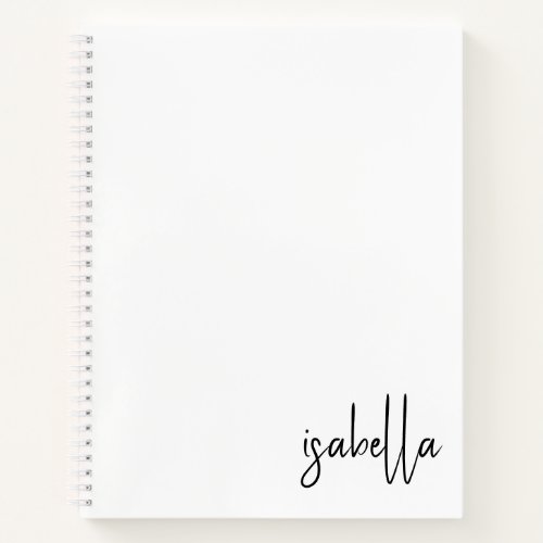 Personalized Minimalist Script Name Spiral  Notebook