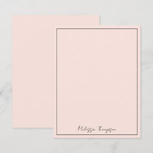 Personalized Minimalist Signature Girly Blush Pink Note Card