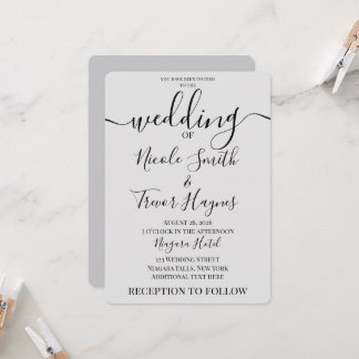 Personalized Minimalist Simple Calligraphy Wedding Invitation
