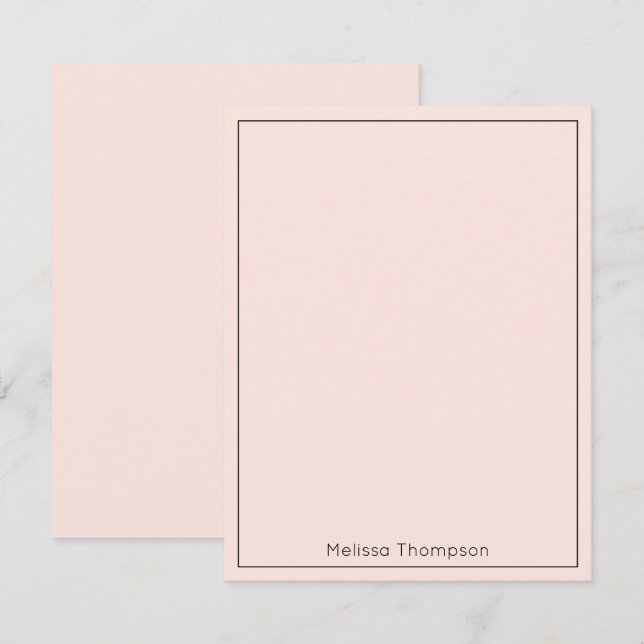 Personalized Minimalist Simple Feminine Blush Pink Note Card (Front/Back)