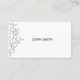 Personalized Minimalist Sketch Leaf Business Card