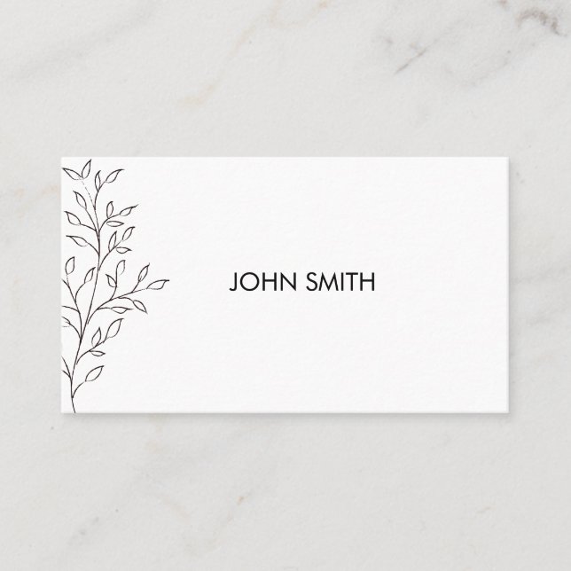 Personalized Minimalist Sketch Leaf Business Card (Front)