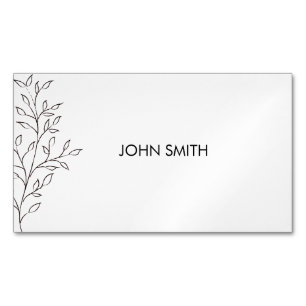 Personalized Minimalist Sketch Leaf Business Card Magnet