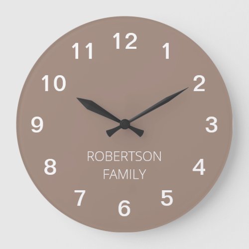 Personalized Minimalist Taupe Wall Clock