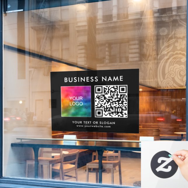 Personalized Minimalist Template Logo QR Code Window Cling (Cafe Window)
