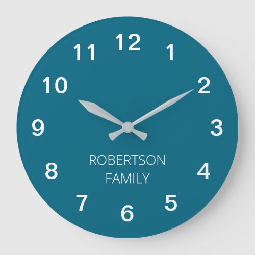 Personalized Minimalist Turquoise Blue Wall Clock