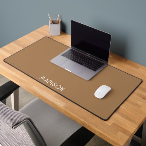 Personalized Minimalist Typography Solid Brown Desk Mat