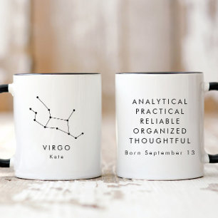 Personalized Minimalist Virgo Zodiac Sign Mug