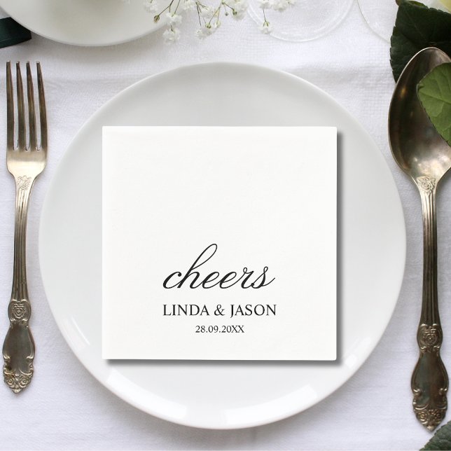 Personalized Minimalist Wedding Cocktail Paper Napkins (Creator Uploaded)