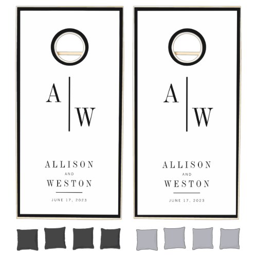 Personalized Minimalist Wedding Cornhole Game Set