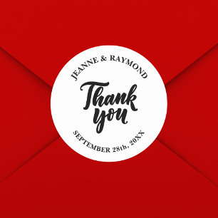 Personalized Minimalist Wedding Thank You Favor Classic Round Sticker