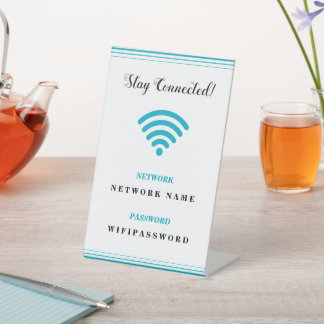 Personalized Minimalist Wifi Password and Network Pedestal Sign