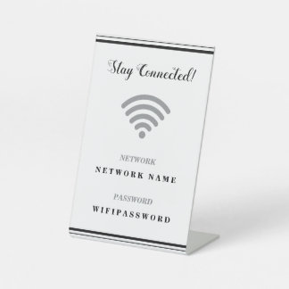 Personalized Minimalist Wifi Password and Network Pedestal Sign