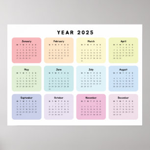 Personalized Minimalist Yearly Planner Calendar Poster