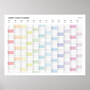 Personalized Minimalist Yearly Planner Calendar Poster
