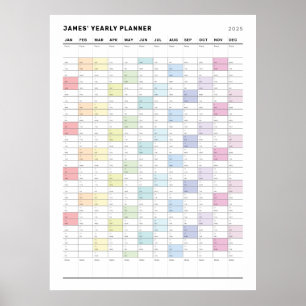 Personalized Minimalist Yearly Planner Poster