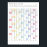 Personalized Minimalist Yearly Planner Poster<br><div class="desc">For Calendar Year of 2025. 

Size: Medium 

Yearly planner with weekend shaded in different colors. Helps to keep your life organised!</div>