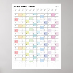 Personalized Minimalist Yearly Planner Poster