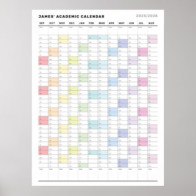 Personalized Minimalist Yearly Planner Poster (Front)