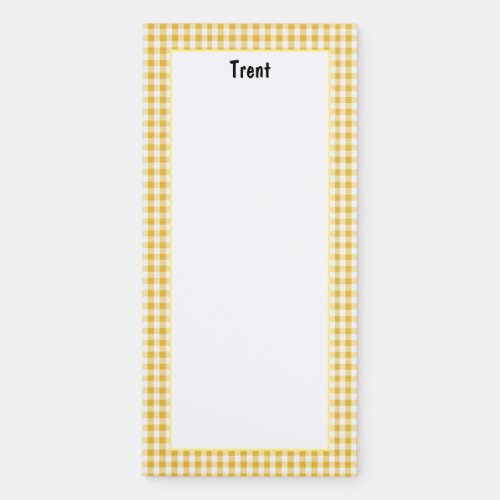 Personalized Minimalist Yellow Checkered Pattern Magnetic Notepad