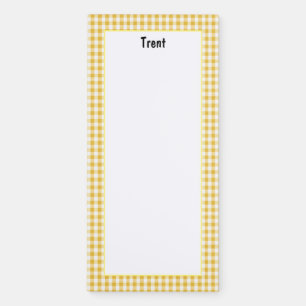 Personalized Minimalist Yellow Grid Lined Magnetic Notepad