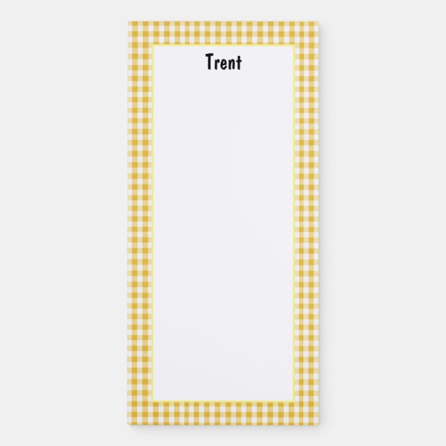 Personalized Minimalist Yellow Grid Lined  Magnetic Notepad (Front)
