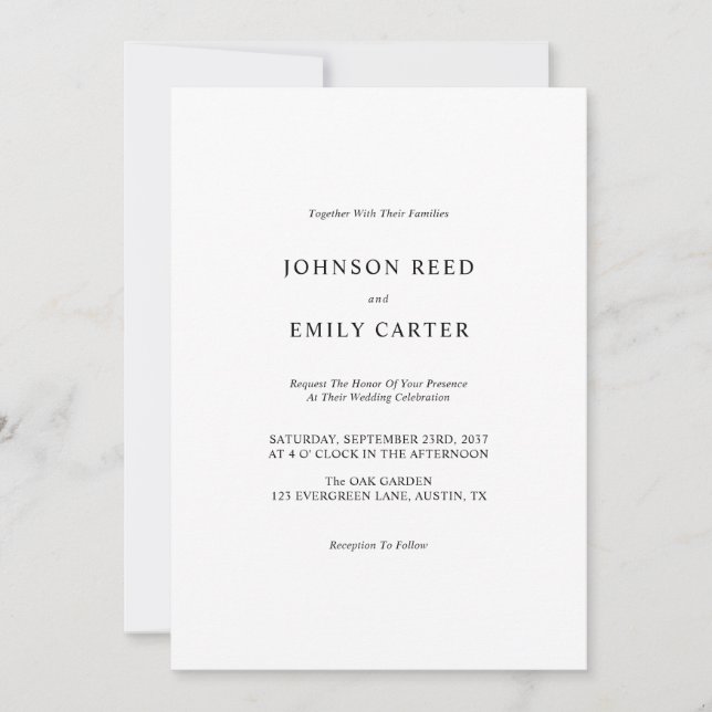 Personalized Minimalistic Wedding Invitation Card (Front)