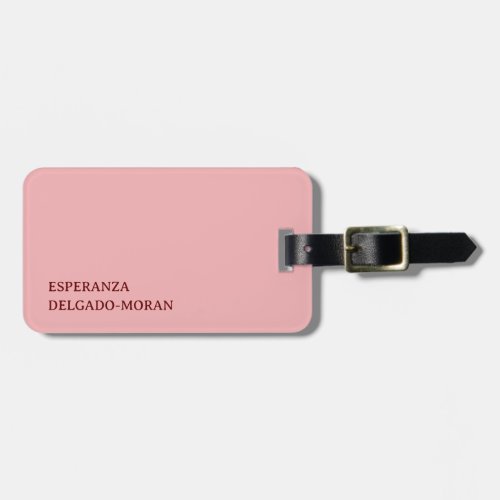 Personalized Minimilist Blush Pink Luggage Tag