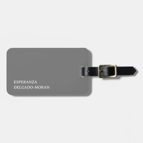 Personalized Minimilist Steel Gray Luggage Tag