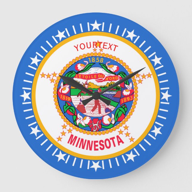 Personalized Minnesota State Flag Design on a Large Clock (Front)