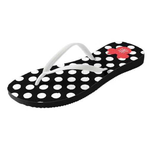 Personalized Minnie Black and White Polka Dot Flip Flops | Zazzle