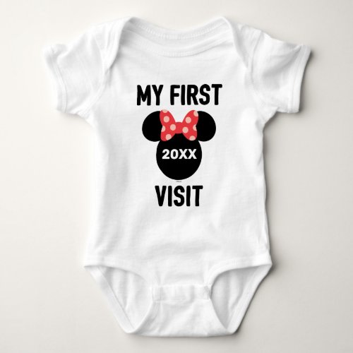 Personalized Minnie Mouse My First Visit T_Shirt Baby Bodysuit