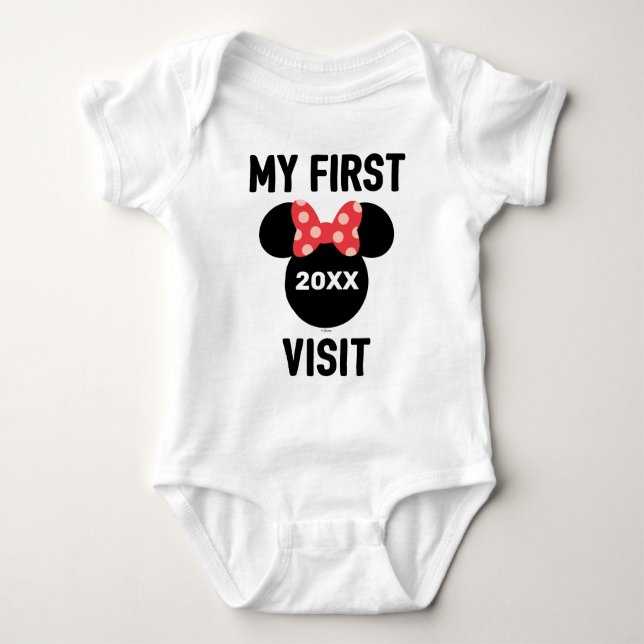 Personalized Minnie Mouse My First Visit T-Shirt Baby Bodysuit (Front)
