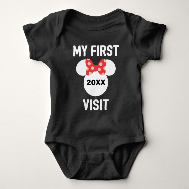 Personalized Minnie Mouse My First Visit T-Shirt Baby Bodysuit (Front)