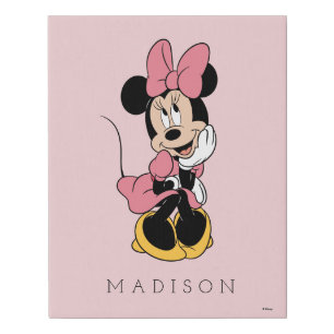 Personalized - Minnie Mouse   Posing in Pink  Faux Canvas Print