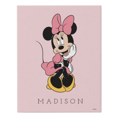 Personalized _ Minnie Mouse  Posing in Pink  Faux Canvas Print