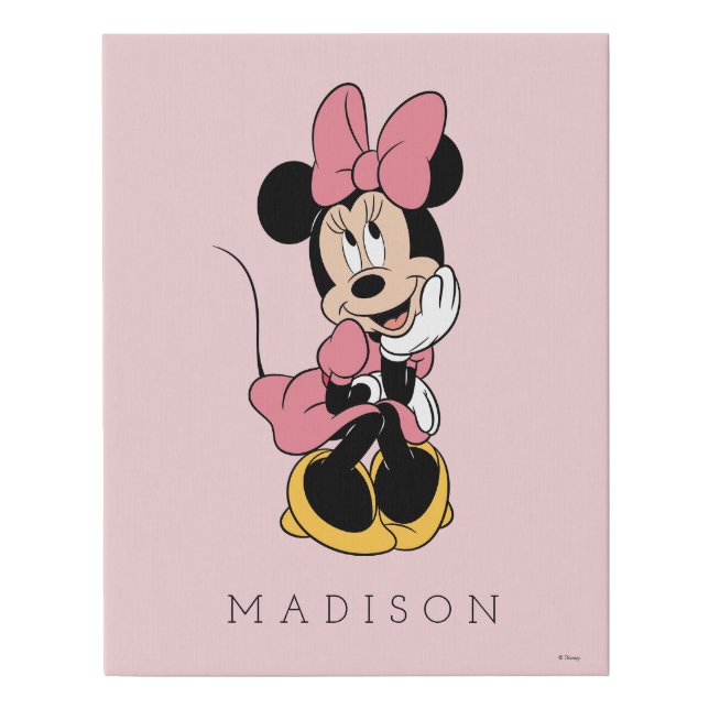 Personalized - Minnie Mouse | Posing in Pink  Faux Canvas Print (Front)