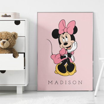 Personalized - Minnie Mouse | Posing In Pink Poster by MickeyAndFriends at Zazzle