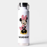 Personalized Minnie Mouse | Posing in Pink Water Bottle<br><div class="desc">This cute graphic features Minnie Mouse posing in a pink dress and bow. Personalize by adding your name or custom text.</div>