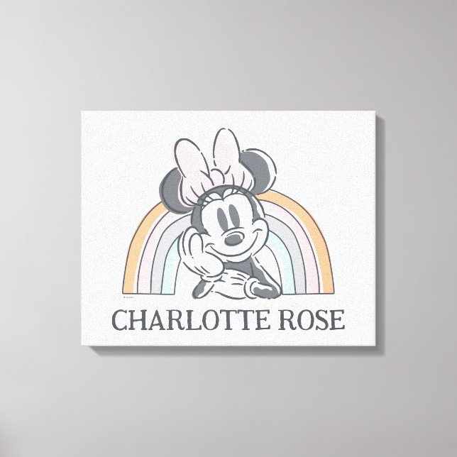 Personalized Minnie Mouse Rainbow Canvas Print (Front)