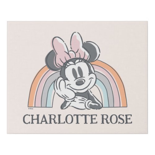 Personalized Minnie Mouse Rainbow Faux Canvas Print